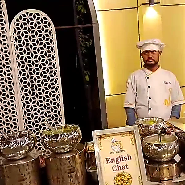 English Chaat live counter at an MG Caterers event