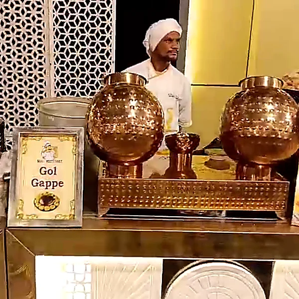 Gol Gappe live counter at an MG Caterers event